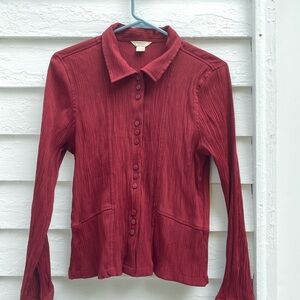 Christopher & Banks Red Button Down Shirt